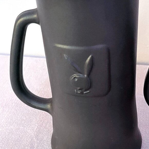 Playboy Bunny Club Set of 2 VINTAGE 1960s Beer Mug Tankard Black Matte - Picture 5 of 5